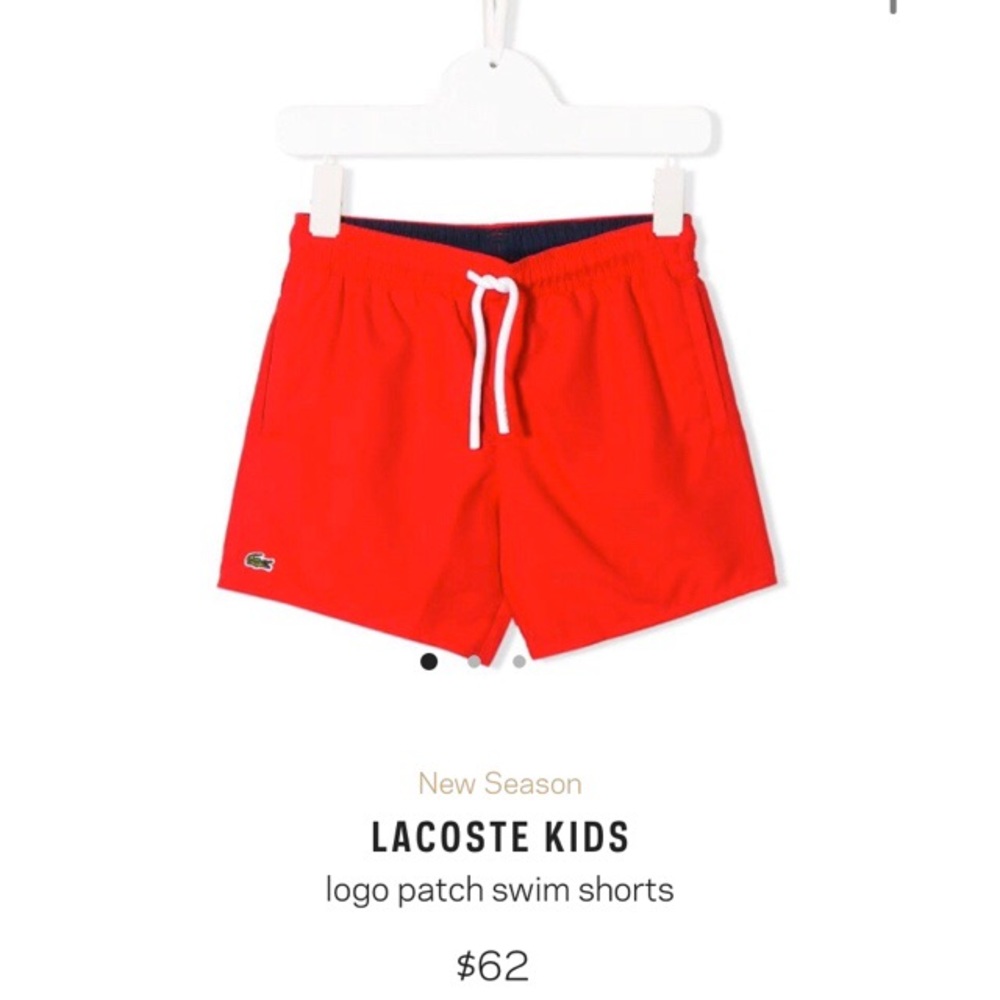 Lacoste Boys Red Swim Trunks - Size 12